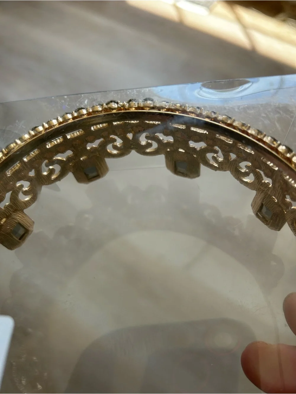 Gold-Tone Tiara Headband with Royal Blue and clear Crystals NIB